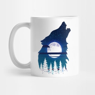 Howling wolf full moon forest howling wild Mug